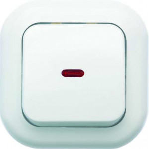 Выключатель 1-кл. СП Валентина 10А IP20 С16-068 с индик. бел. Кунцево 7645