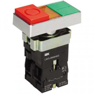 Кнопка LAY5-BW8465 "I-O" сдвоенная c подсв. ИЭК BBD40-BW-K51