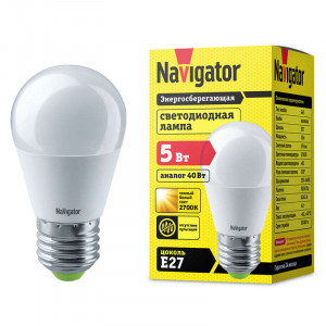 Лампа светодиодная 94 477 NLL-P-G45-5-230-2.7K-E27 5Вт шар 2700К тепл. бел. E27 330лм 220-240В Navigator 94477