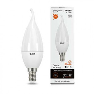 Лампа светодиодная LED Elementary Candle Tailed E14 8Вт 3000К Gauss 34118